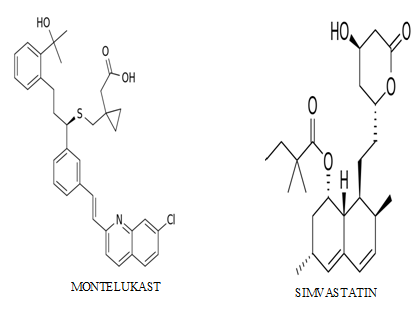 Fig: Structures of drugs Montelukast and simvastatin (images are derived from http://en.wikipedia.org)